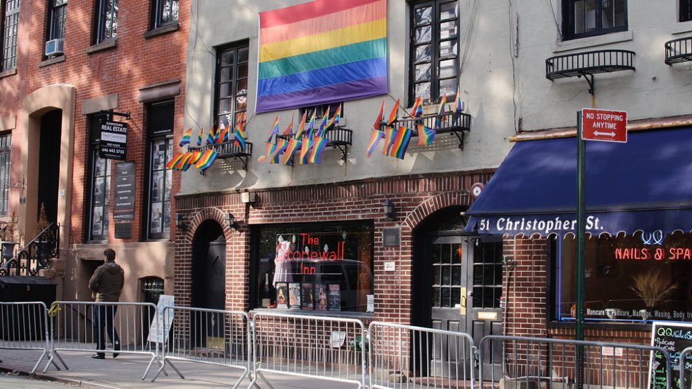 LGBT flag above Stonewall Inn